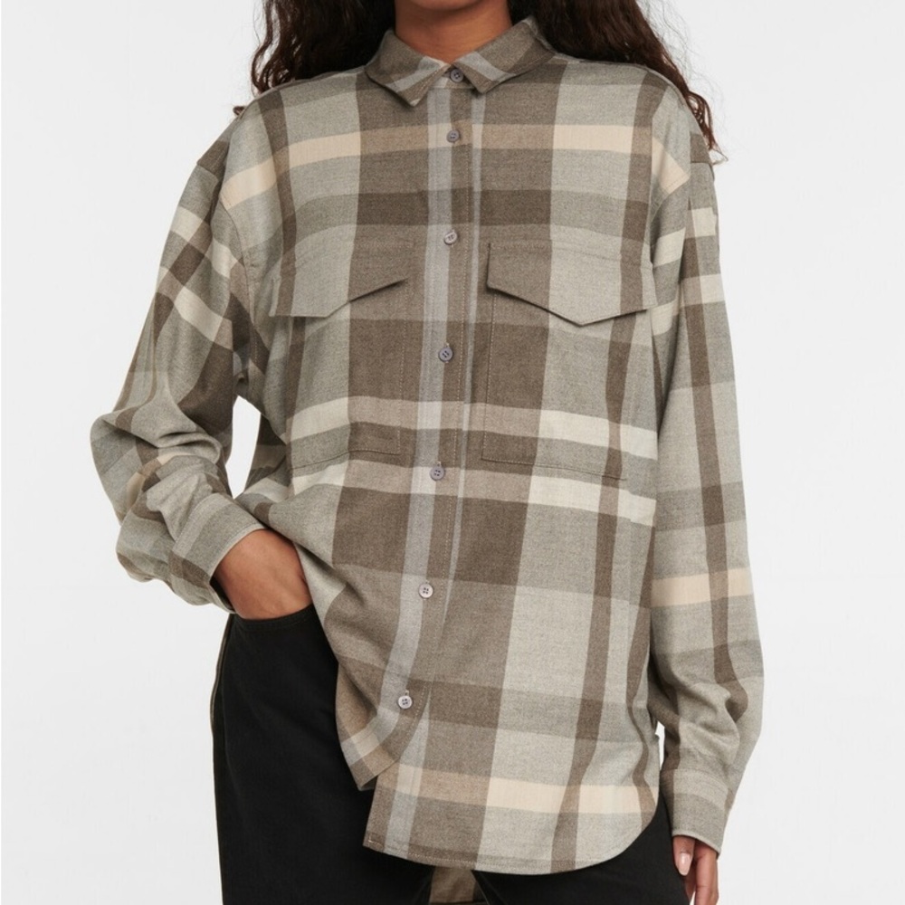 Toteme Beige & Grey Flannel Checked Shirt